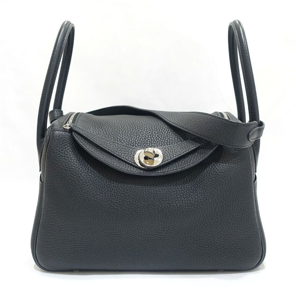 Hermes Lindy 26 Handbag Taurillon Clemence Black Silver