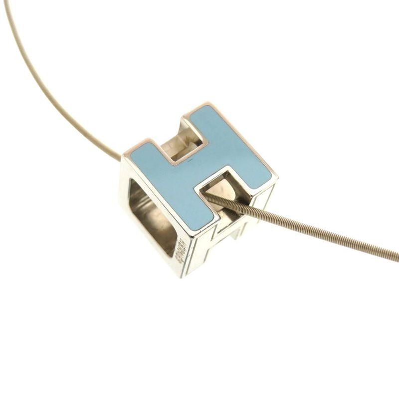 Hermes Caged Ash H Cube Metal Light Blue Necklace 1327