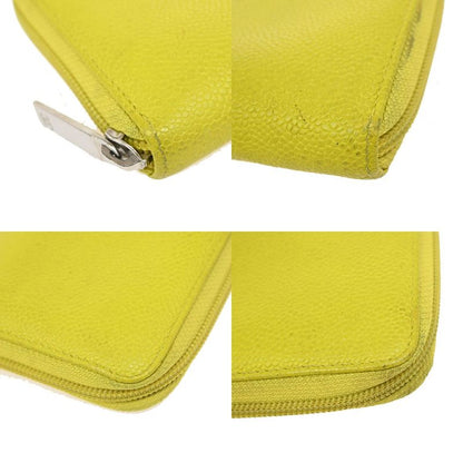 Chanel Long Wallet Round Zipper CC Caviar Skin Yellow 37ka813