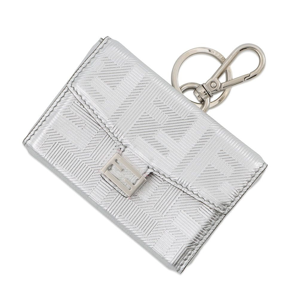 Fendi Charm Nano Baguette Leather Silver-black