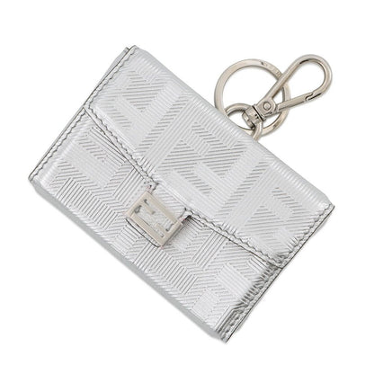 Fendi Charm Nano Baguette Leather Silver-black