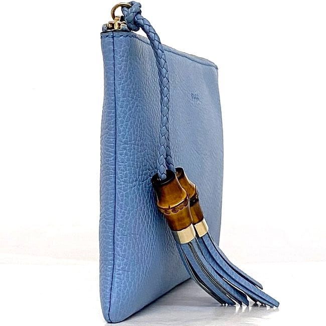 Gucci Pouch Ec22858 Light Blue Bamboo 449652 Excellent Condition