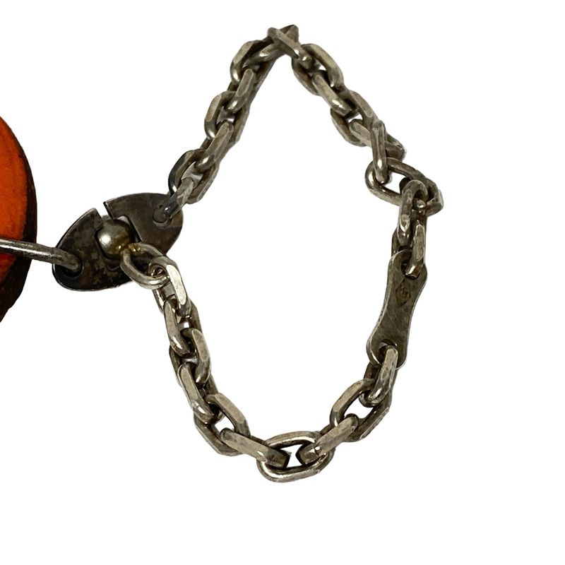 Hermes Key Holder (charm ) Fruit Key Holder Orange X Green X Silver Leather