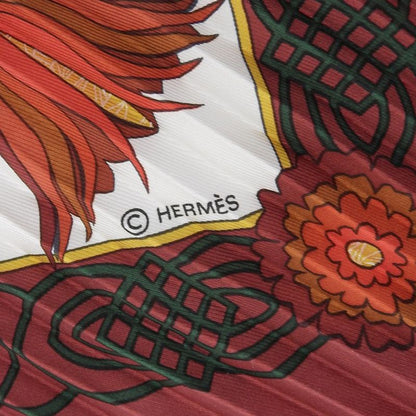 Boxed Super Hermes 90's Vintage Decoupages 100% Silk Pleated Scarf Shawl Rare