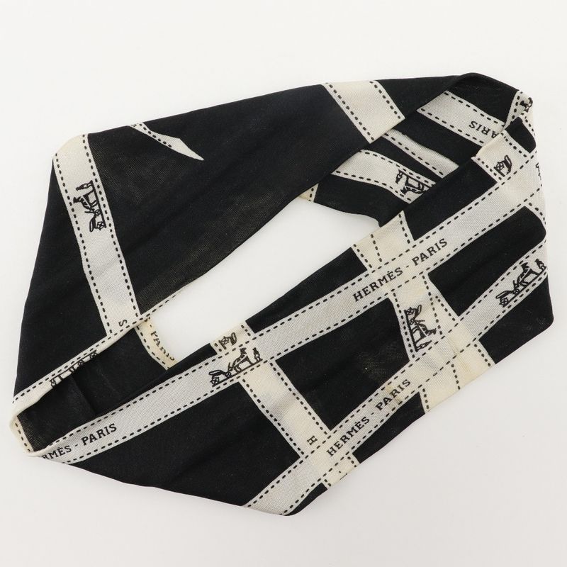 Hermes Headband Bolduc Ribbon Silk Black Women's Other Fashion Accessories