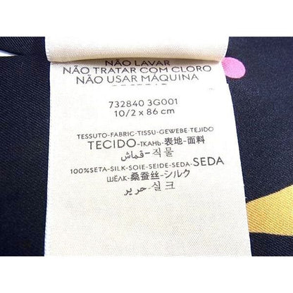 Gucci Neck Bow Silk Ice Pattern Ribbon Scarf Shawl Black — view 5