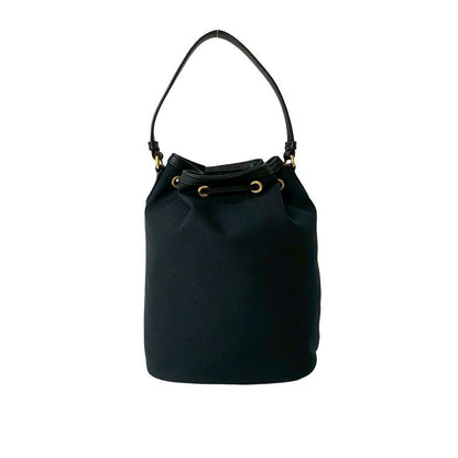 Prada Duet Logo Canvas Leather Drawstring 2-Way Handbag Shoulder