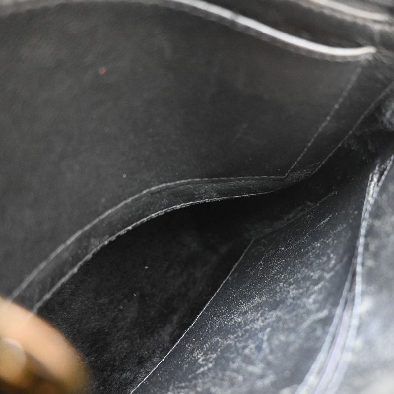 Chanel Handbag Logo Fur Bag Black Leather 34ka824