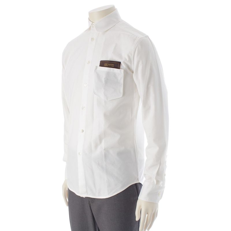 Louis Vuitton 20SS Cotton LV Label Long Sleeve Long Sleeve Shirt Top White XS