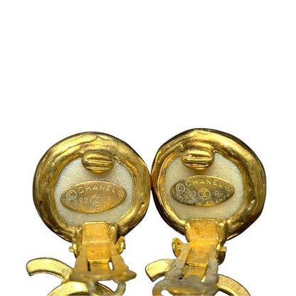 Chanel Coco Mark 93P Faux Pearl Gold Branded Accessories Earrings Ladies