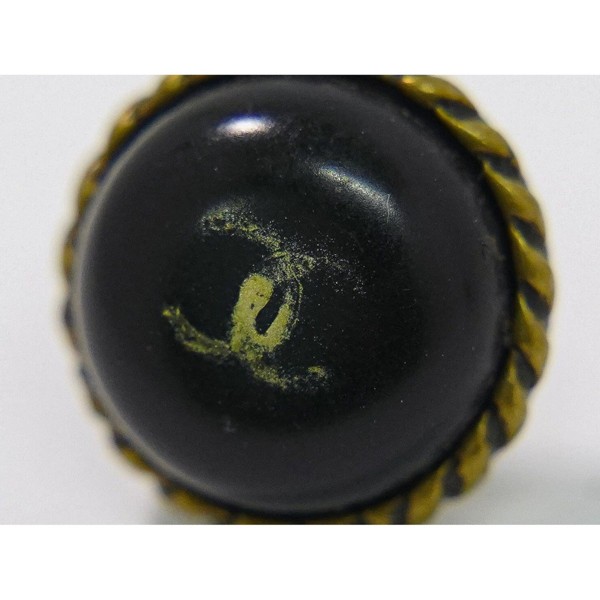 Chanel CC Logo Earrings Plastic Gold Plated Black — view 4