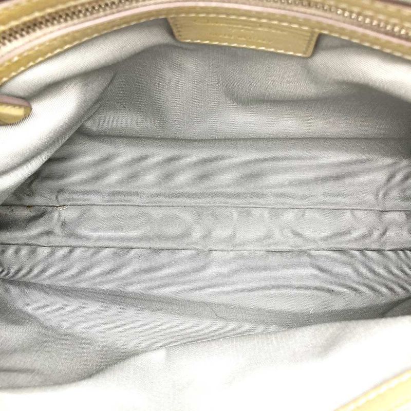 DIOR Tote Shoulder Bag Beige Patent Leather Canage Stitching Women Fashion