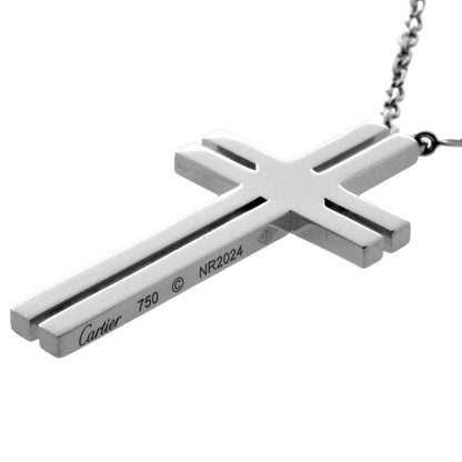 Cartier Cross Necklace With Diamonds 18K White Gold 52g
