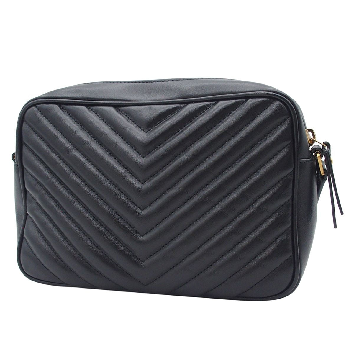 Saint Laurent Lou Camera Bag Black Leather Chevron — view 2