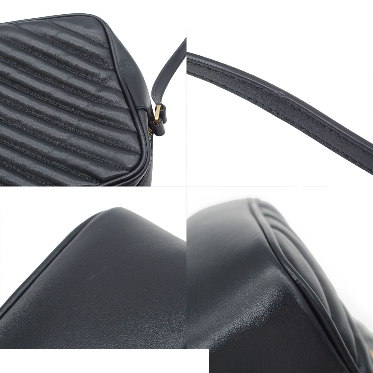 Saint Laurent Lou Camera Bag Black Leather Chevron — view 8