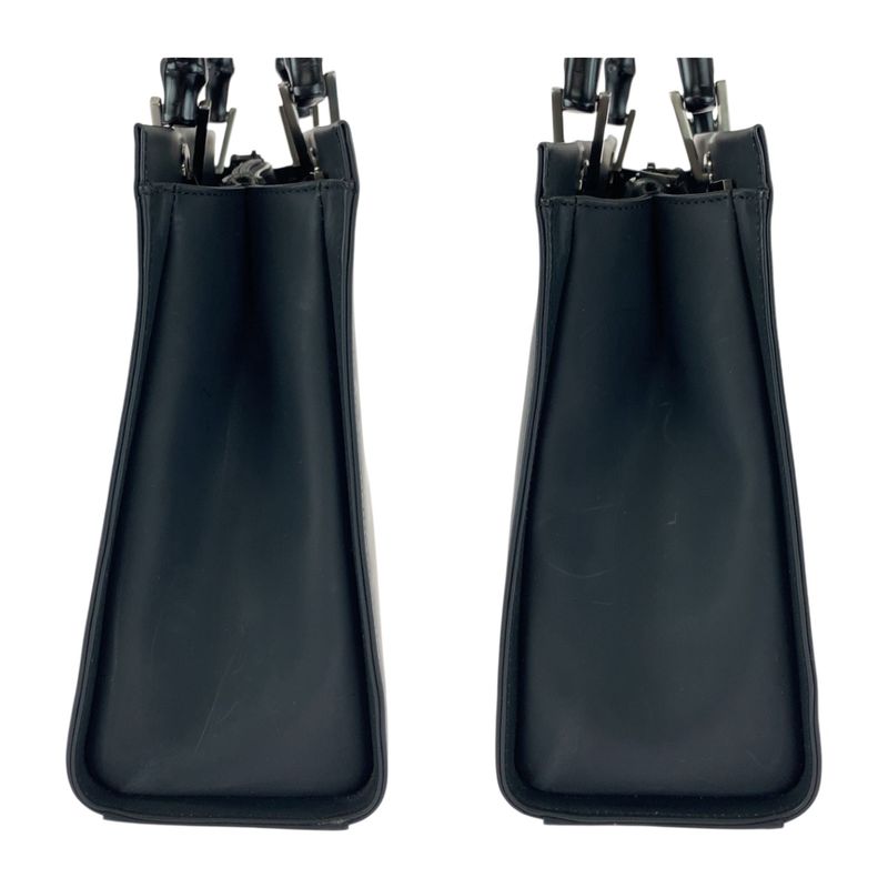 Gucci Bamboo Black Silver Hardware Leather 002 1010 Tote Bag Handbag Women