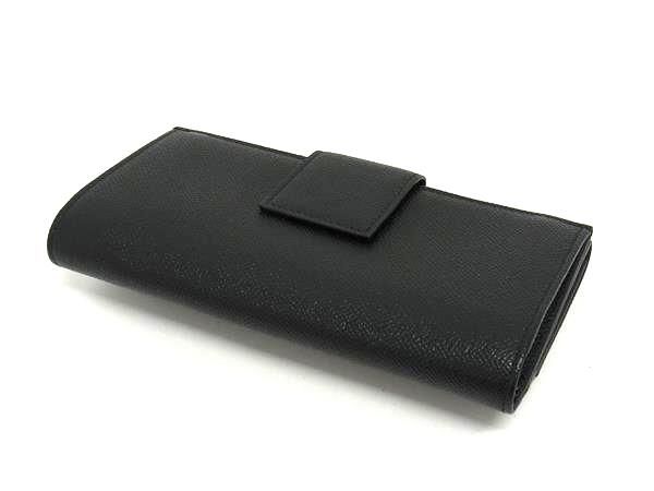 Bvlgari Leather Trifold Long Wallet Billfold Coin Purse Card Holder Black