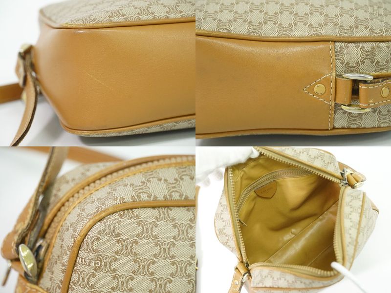 Authentic Celine Macadam Shoulder Bag Pochette PVC Beige Macadam Bag Pre-owned