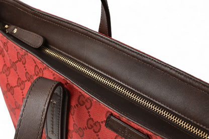 Gucci Tote Shoulder Bag Gucci Coated Canvas GG Dar Cles Red Sherry 308928