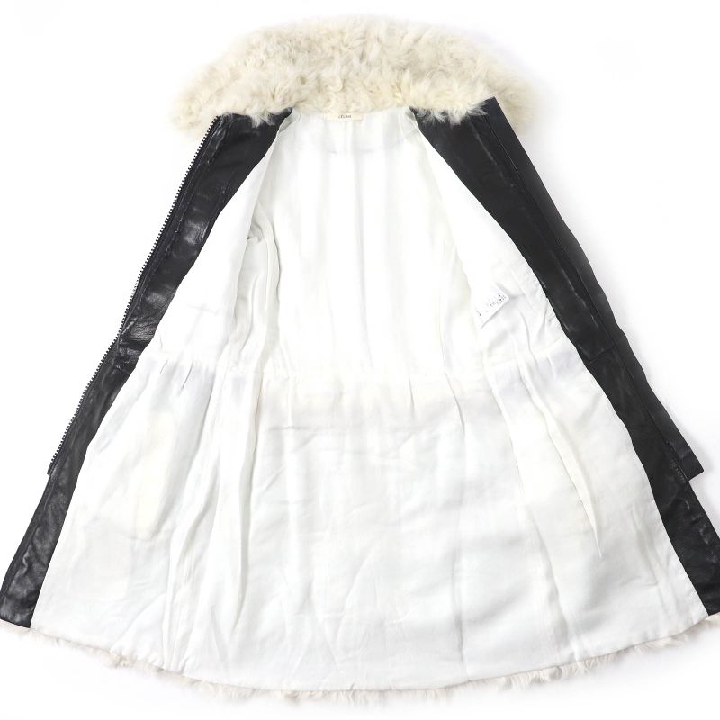 Celine 2 8f70/3568 Phoebe Period Lamb Skin Zip Up Shear Ring Mouton Coat