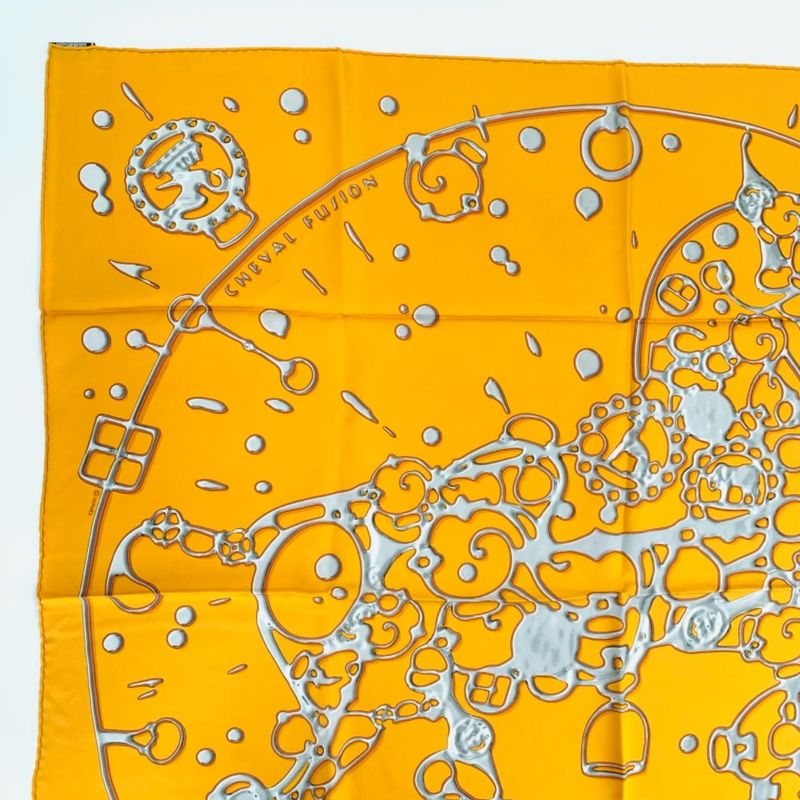Hermes Carre 90 Silk Scarf Cheval Fusion Orange
