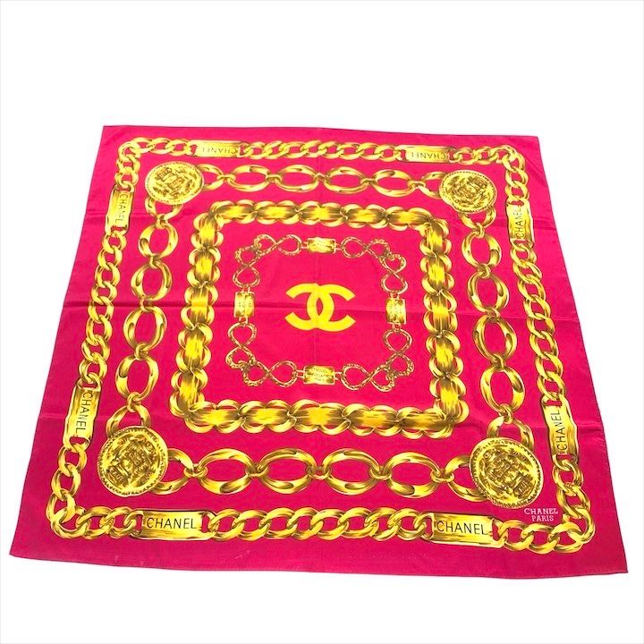 Chanel CC Logo Chain Silk Scarf Set of 2