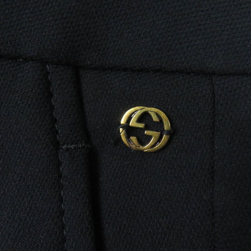 Gucci 292855 Center Press Flared Pants With Interlocking Ghardware Black 38