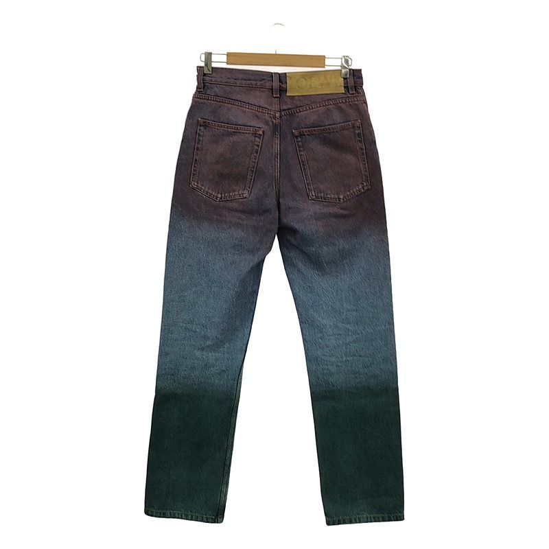 Loewe × Paula's Ibiza Paula's Ibiza Damaged Leather Patch Gradation Denim Pants