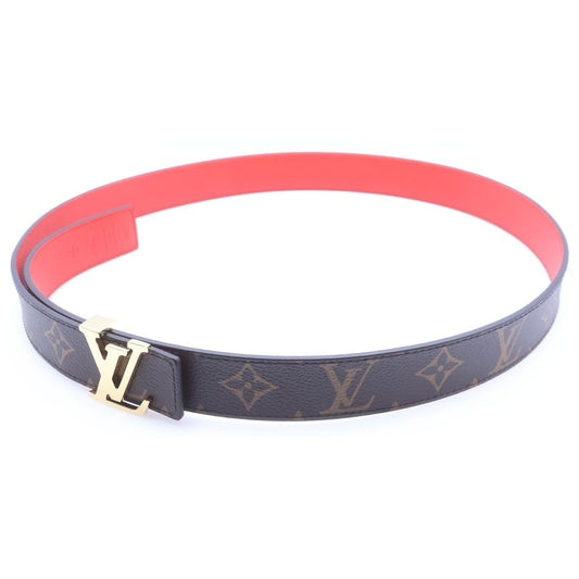 Louis Vuitton Monogram Ceinture LV Initial Leather Belt Brown Red