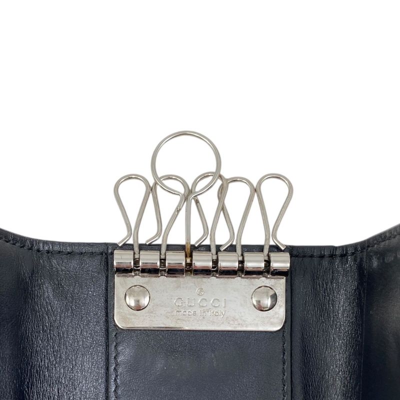 Em0553 Gucci Key Case Men's 625565 GG Embossed 6-ribbon Black