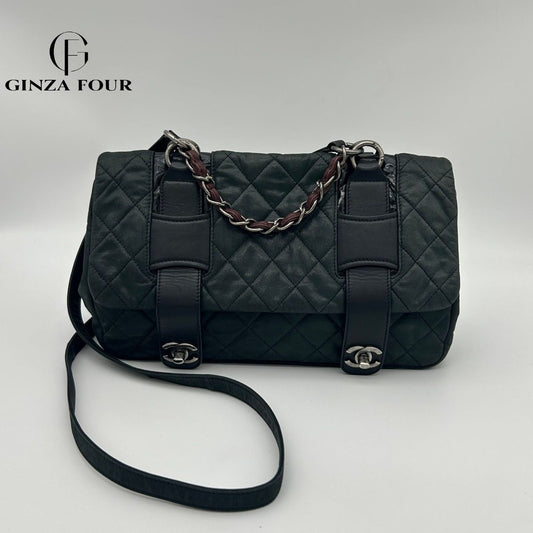 Chanel 2-Way Leather Lame Messenger Bag