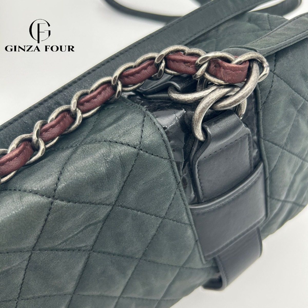 Chanel 2-Way Leather Lame Messenger Bag — view 14