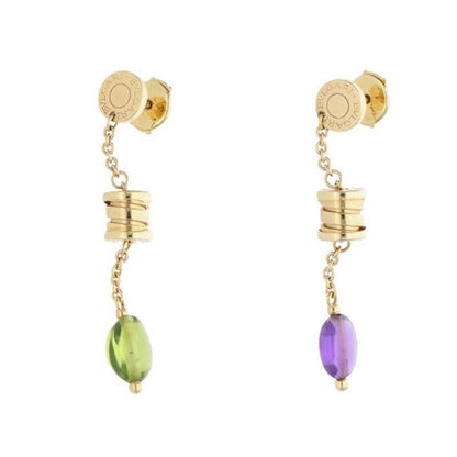 Bulgari B-zero1 Element 18K Yellow Gold Yellow Gold Amethyst Peridot Earrings