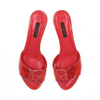 Louis Vuitton 08 Butterfly V Mark Patent Leather Mules Women's 35 Bl0048 Red