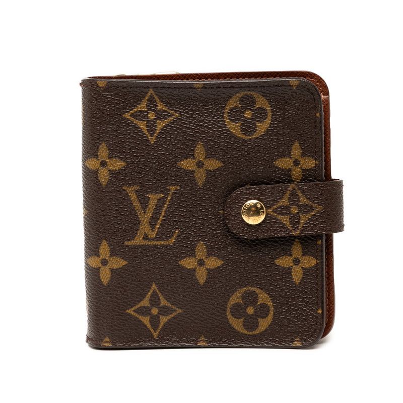 Louis Vuitton Monogram Compact Zip Fold Wallet Compact Wallet M61667 Brown PVC