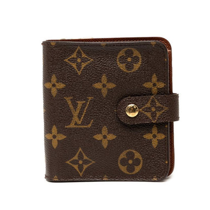 Louis Vuitton Monogram Compact Zip Fold Wallet Compact Wallet M61667 Brown PVC