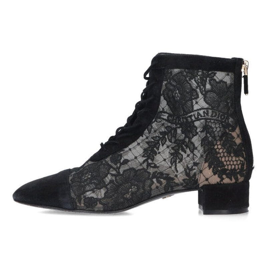 Dior Naughtily-d Flower Lace Short Boots 37.5 Black