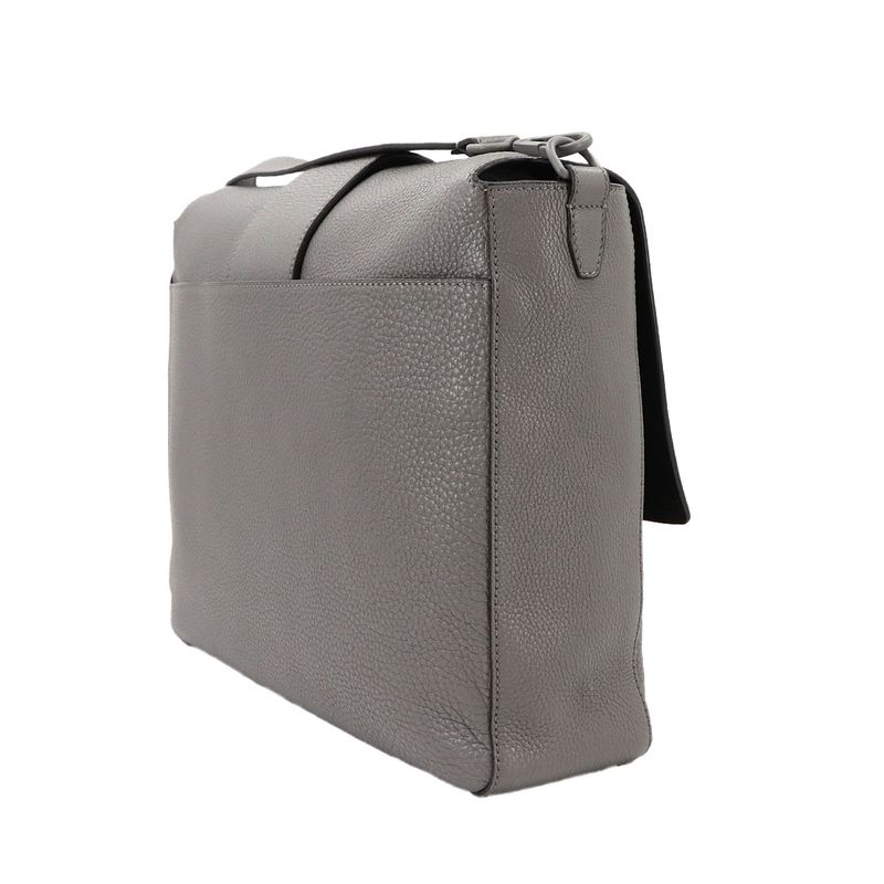 Fendi Baguette Shoulder Messenger Bag Leather Gray 7va536 Silver Hardware