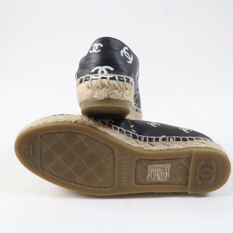 CHANEL 22S G38628 Coco Mark Pattern Espadrilles / Slip-on / Leather Shoes