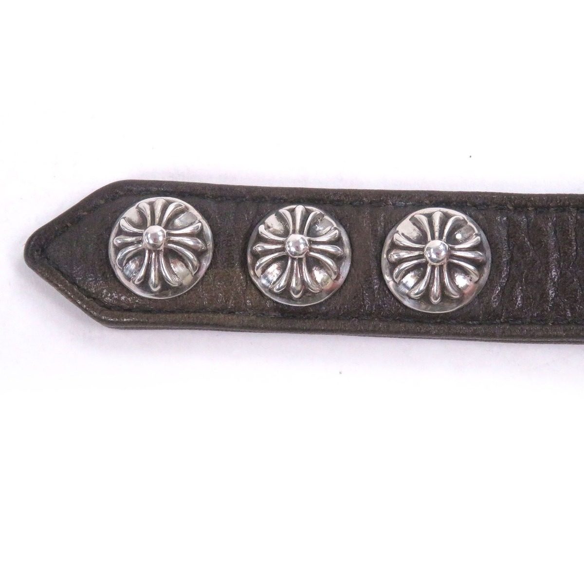 Chrome Hearts Leather Button 2 Snap Cross Ball Bracelet Camouflage Silver — view 4