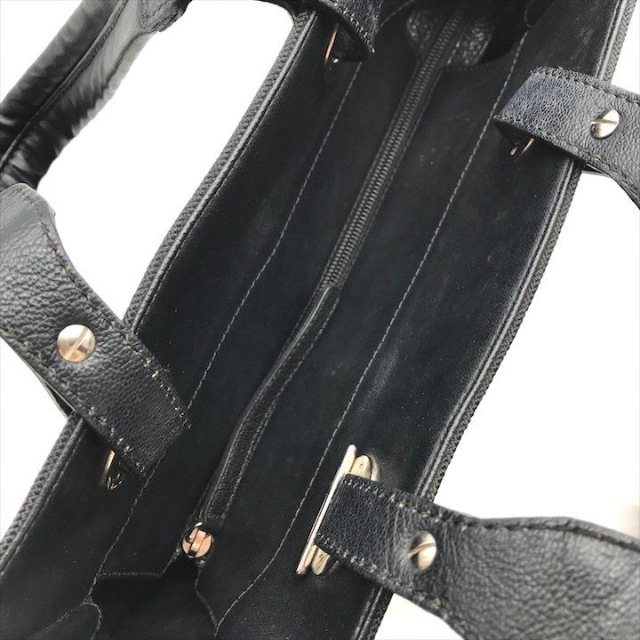 Chanel CC Logo Paris Biarritz PM Hand Bag Black Jacket