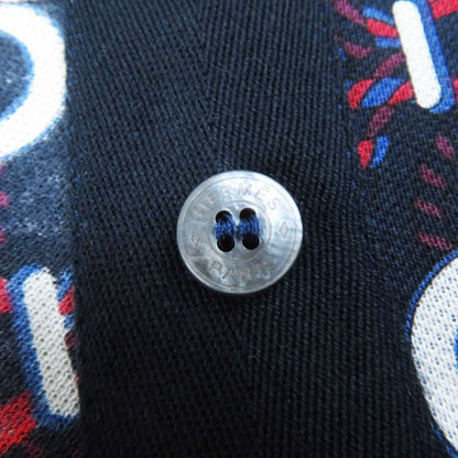 Hermes 23 Years 3e4512db Canoe 100% Cotton Allover Print French Sleeve Polo