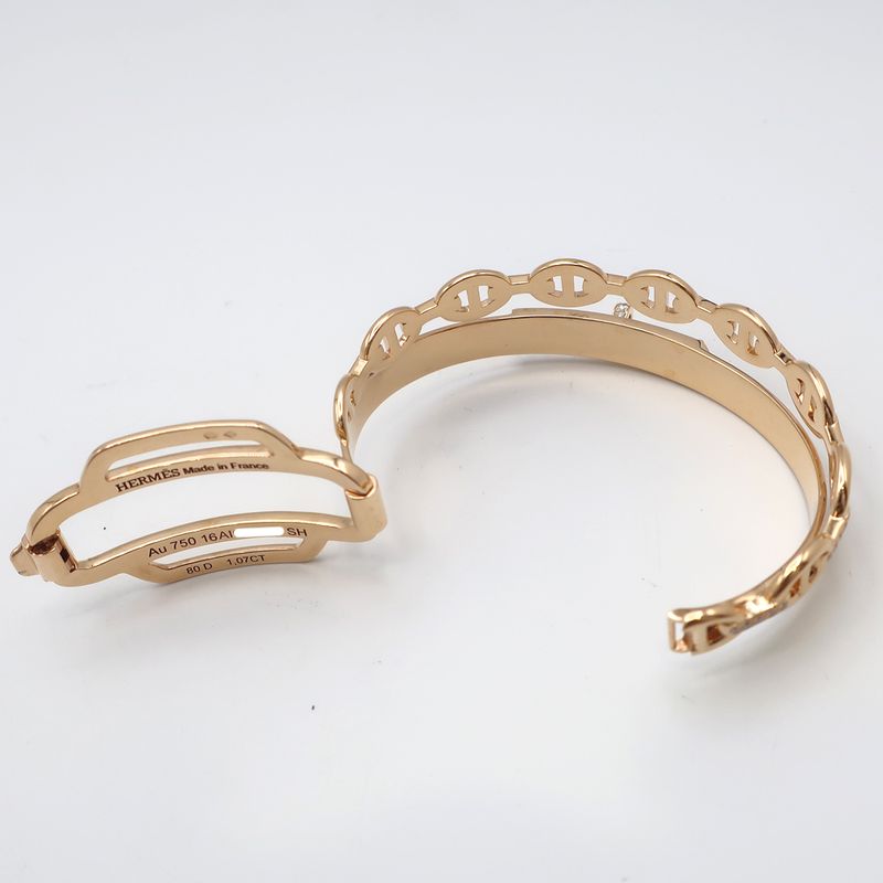 Hermes Chaine D'ancre Kelly Double Tour Bracelet Bangle SH 18K Pink