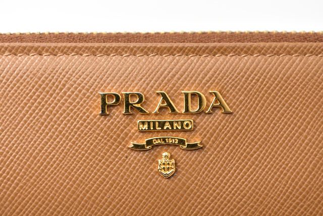 Prada Wallet Long Wallet 1m0506 Saffiano Metal Shape Pressed Leather Caramel