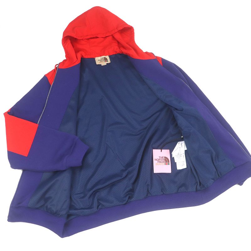 Gucci X The North Face 22SS 671462 Logo Print Hoodie Zip Hoodie Red Blue XXL