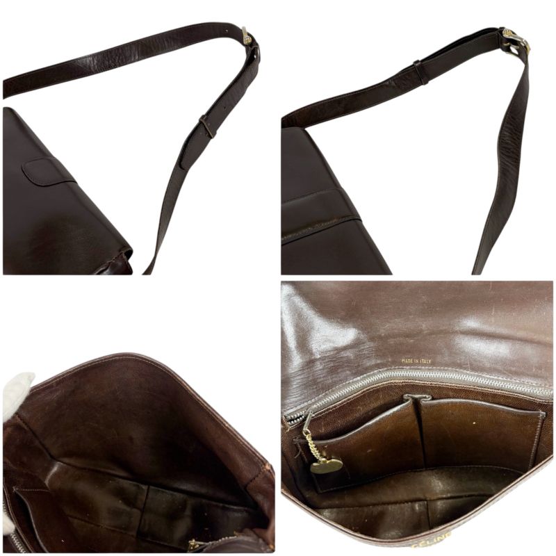 Celine Mini Shoulder Bag Dark Brown Leather Horse Carriage Hardware Horse
