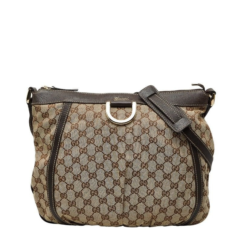 Gucci GG Canvas Abbey Crossbody Shoulder Bag Beige Brown