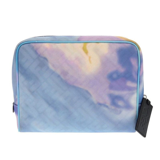 Fendi Zucca Pattern Marble FF Logo Pouch 7 N0116 Fabric Light Blue Second Bag