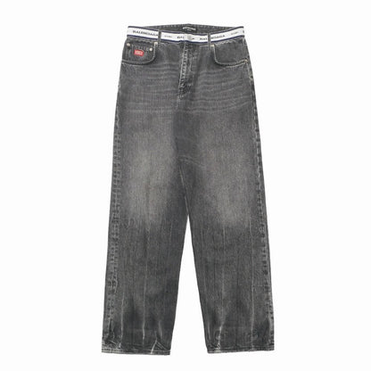 Balenciaga Denim Pants S Black Waist Logo Washed