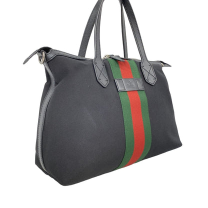 Gucci Handbag Sherry Line Nylon Black Silver 2-Way — view 2